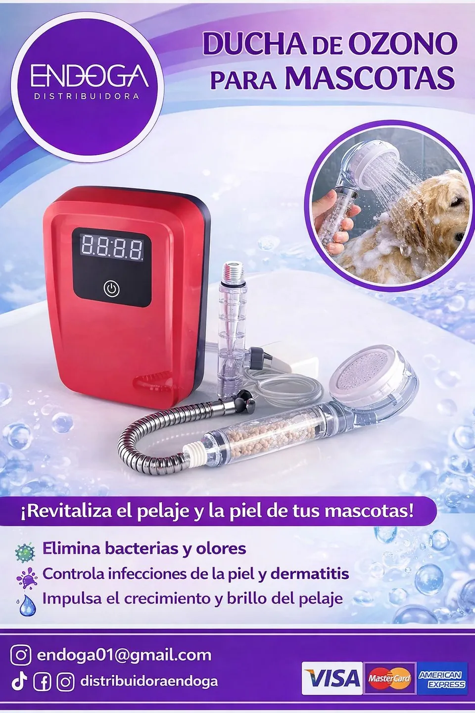 Ducha de ozono para mascotas, Línea Veterinaria de Endoga