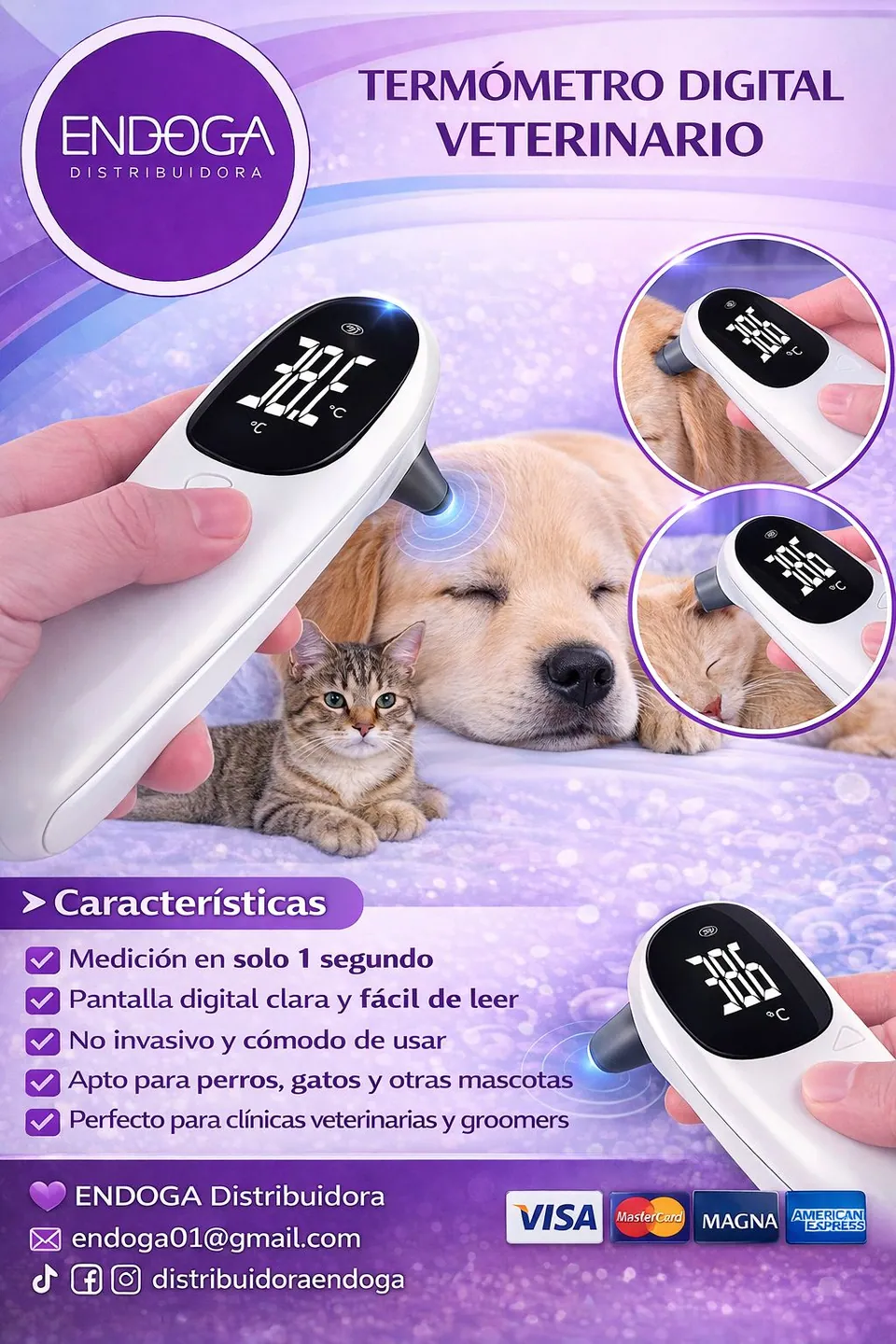 Termómetro digital veterinario, Línea Veterinaria de Endoga
