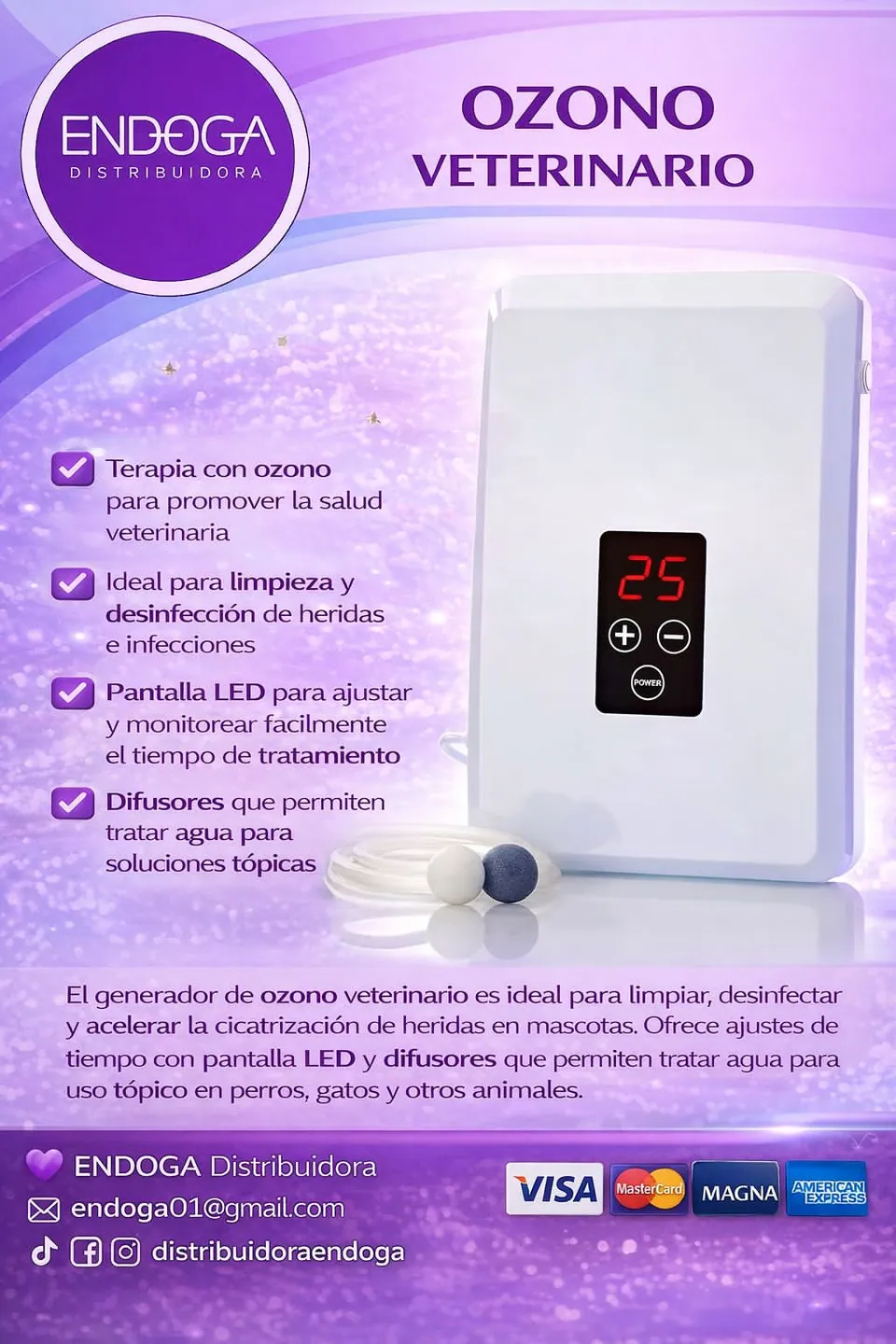 Generador de ozono veterinario, Línea Veterinaria de Endoga