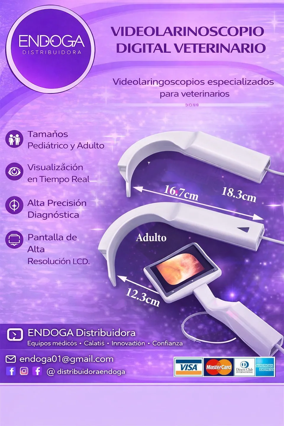 Videolaringoscopio digital veterinario, Línea Veterinaria de Endoga