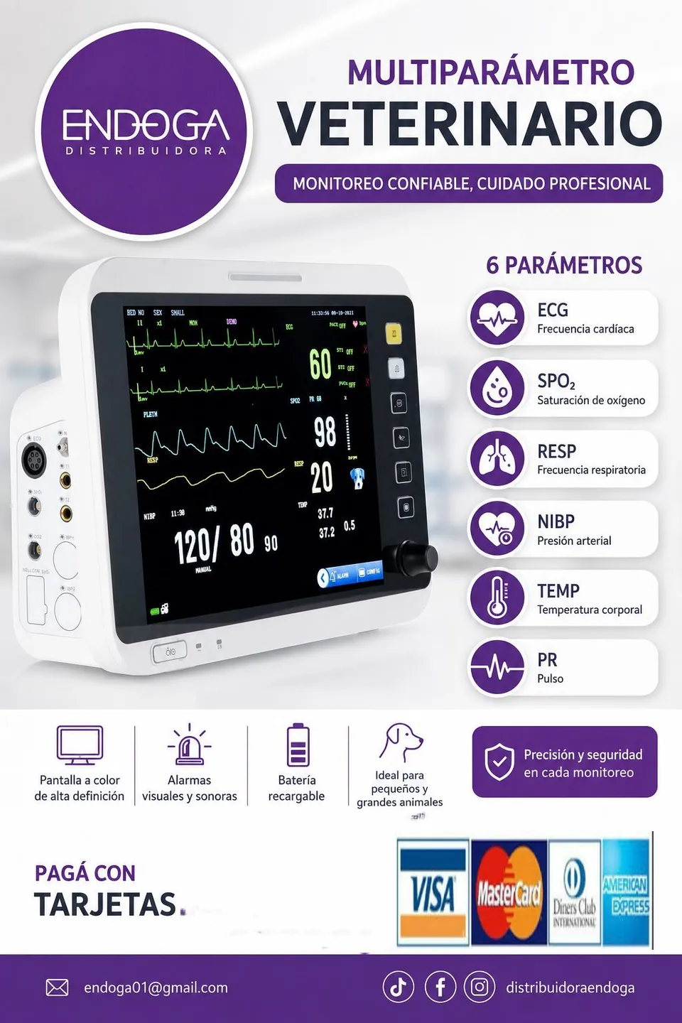 Monitor multiparámetro veterinario, Línea Veterinaria de Endoga