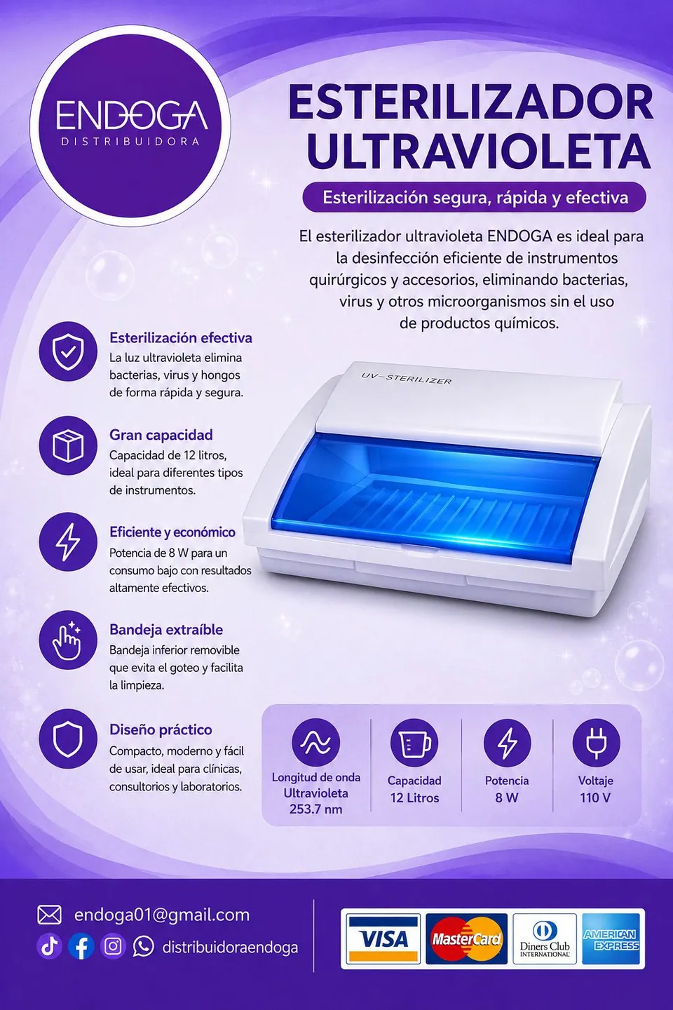Esterilizador ultravioleta veterinario, Línea Veterinaria de Endoga